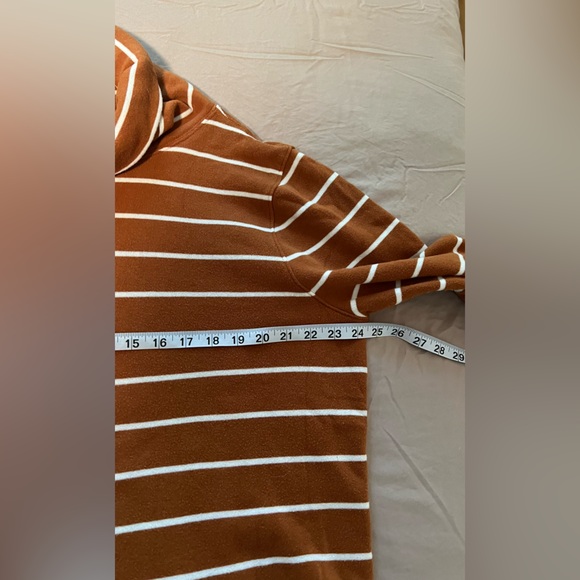 J. Crew Cowl Neck Striped Crop Top Camel and White Size XXL Fleece Lined - Picture 8 of 9